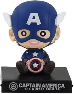 AUGEN Super Hero Captian Action America Figure Limited Edition Bobblehead with Mobile Holder for Car Dashboard, Office Desk & Study Table (Pack of 1)(Plastic)