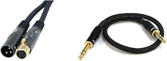 Monoprice 1.5' XLR Male to Female Premier Audio Cable and 1.5' TRS Male to Male 16AWG Premier Audio Cable Bundle