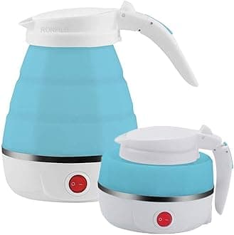 RONFILD Travel Folding Electric Kettle, Fast Boiling, Beautiful Design Collapsible, Portable Electric Kettle, 600ml Boil Dry Protection, 100-240V Food Grade Silicone Foldable Kettle (Multicolor)