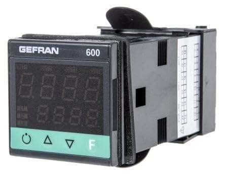 GEFRAN 600-R-R-0-0-1 MICROPROCESSOR Temperature Controller, NO COMM, 1/16 DIN, Relay Output 2, NO Output 3, 100-240 VAC Power Supply