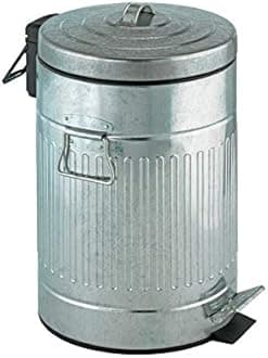 WENKO Step Trash Can with Lid and Pedal, Retro Metal Garbage Bin, for Bathroom, Kitchen, Office, Soft Close, 3 Gallon, 10 x 16.5 x 10 in, Gray