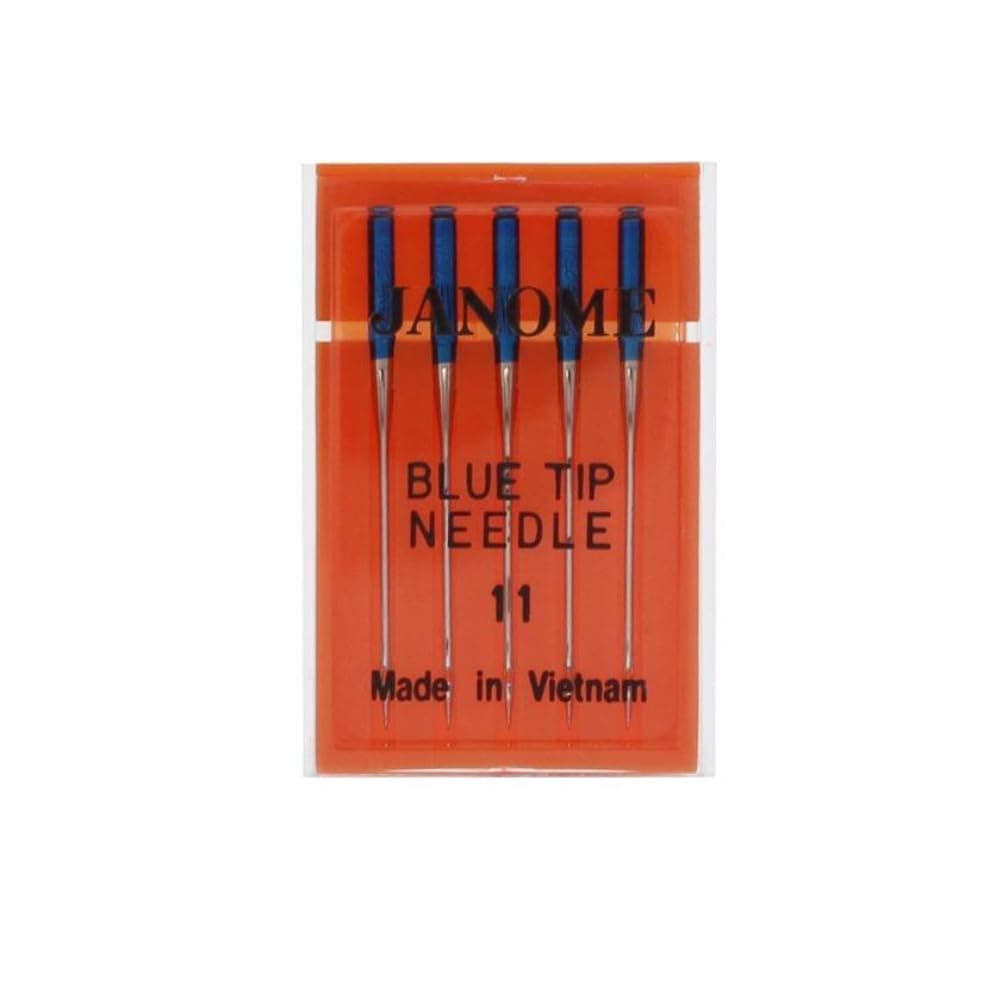Blue Tip Needles - 5 Pack - Fits All Janome Models - Ideal for Polyester, Nylon, Silk, Rayon