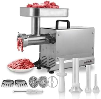 #12 Commercial Electric Stainless Steel Meat Grinder Machine, 440lbs/h, 0.75HP Heavy Duty Meat Grinder with Sausage Stuffer for deer processing, Pet Food, Heavy Use