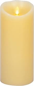 Scalloped Edge Flameless LED Candle - Ivory 4" x 9" - Real Wax Pillar Battery Operated Moving Flame w/Timer Unscented 1000Hr Runtime