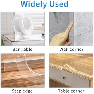 1.57 in x 13.12 FT,Edge Corner Protector Baby Proofing,Soft Clear Furniture Table Corner Guard & Edge Safety Cabinet Door Bumper,Crib Bumpers,Wall Protector