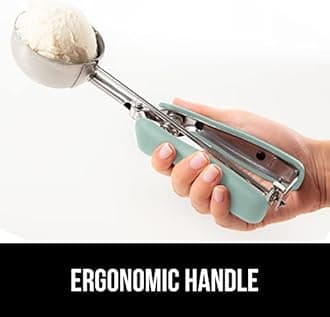 Gorilla Grip Premium Cookie, Fruit and Ice Cream Spring-Loaded Scoop, 2 TSP X-Small Capacity, Comfortable Scooper Handle for Easy Squeeze, Durable Stainless Steel, Uniform Portions Every Time, Mint