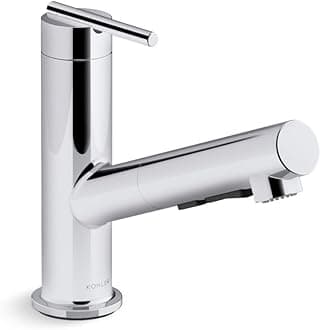 KOHLER 22976-CP Crue Pull-Out Kitchen Faucet, Laundry Faucet with Pull Out Sprayer, Single-Handle Kitchen Sink Faucet, Pull Out Utility Faucet, Polished Chrome