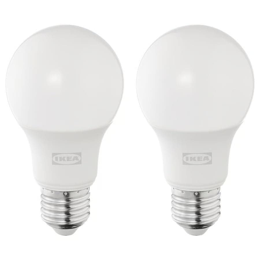Ikea SOLHETTA LED Bulb E27 470 Lumen, Globe Opal White Pack of 2