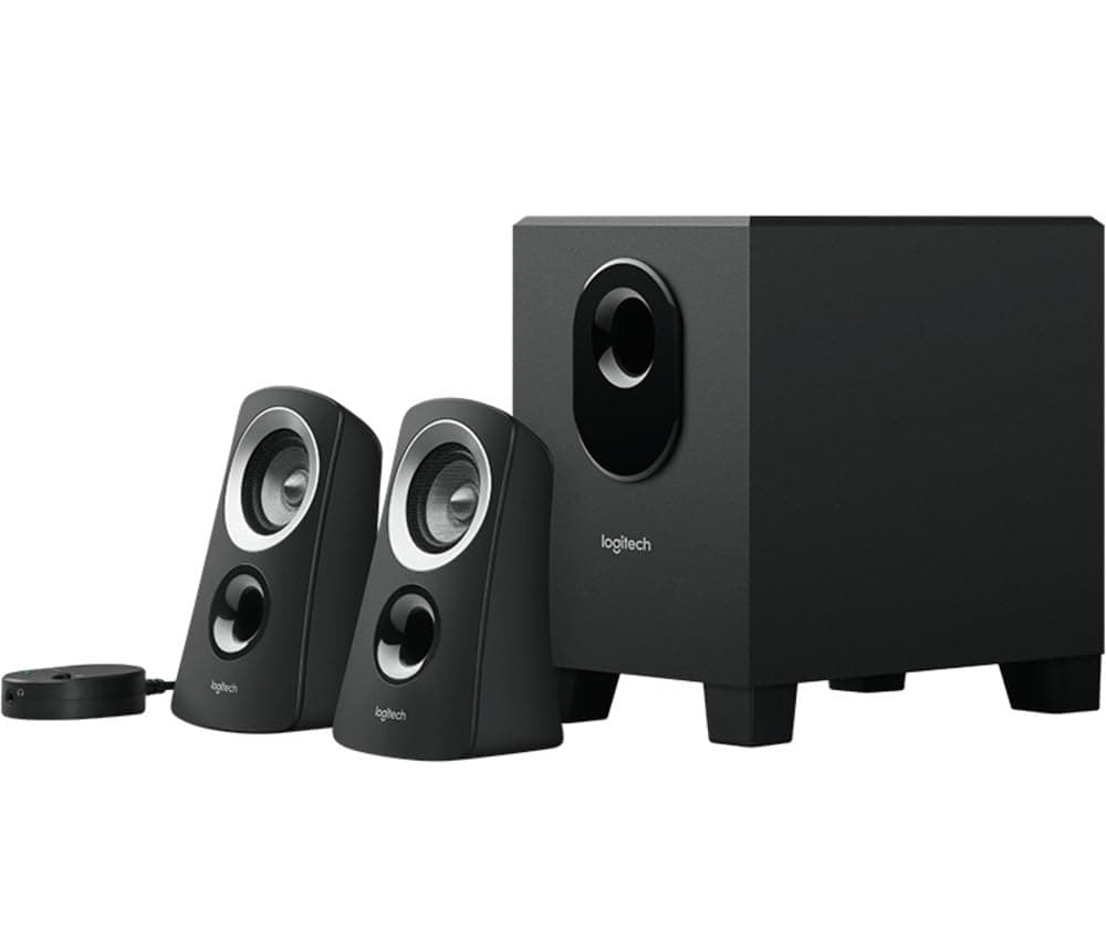 Logitech Z313 2.1 Multimedia Speaker System, Full Range Audio, 50 Watts Peak Power, 3.5 mm Audio Inputs, EU Plug, PC/PS4/Xbox/TV/Smartphone/Tablet/Music Player Black, 980-000413, Z313 980-000413
