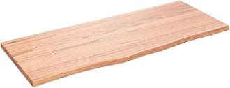vidaXL Light Brown Bathroom Countertop- Solid Oak Wood Treated and Varnished for Versatile Use, Handmade and Unique, Ample Size