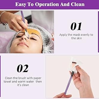 9 Pieces Facial Brushes Fan Mask Brushes, Soft Facial Applicator Brushes Tools for Peel Glycolic Mask Makeup for Mud Cream (Purple and Black)