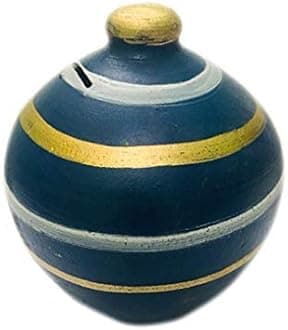Mitti Ki Gullak/Clay Gullak Large Coin Bank (Gift For Kids)(Clay, Standard) (Standard, Blue, Pack of 1), Classic