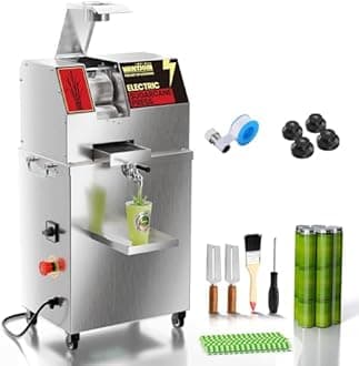 WantJoin Sugar Cane Juicer Machine - Commercial SugarCane Machine with 3 Rollers (75% Juice Yield, 660LBS/H), Easy-Clean SugarCane Juice Machine, Stainless Steel for Restaurants, Beverage Shops, 880W