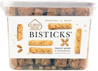 Almond House Bisticks- Signature Cookies | 100% Vegetarian, Low Sugar | Almond Biscotti | Almond Fingers | Biscuit sticks | Tea Time Snack | Ideal for Gifting | Ready To Eat | Pack of 500gm
