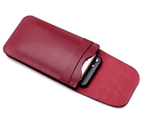 Double Pockets Phone Case Microfiber Leather Bag For XiaoMi MI MAX 6.4 inch Belt Pouch Holster Bag (Red)