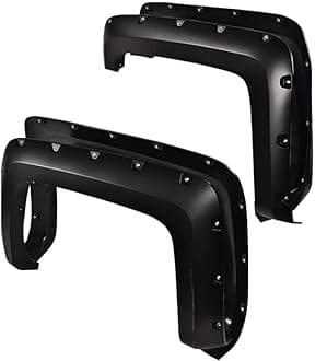 PIT66 Fender Flares, Compatible with 2014-2018 Chevy Silverado 2500HD 3500HD Fleetside 78.8" / 97.6" / 97.8" Bed, Not Compatible with Dually Models and Short Bed Models, Smooth Rivet Style