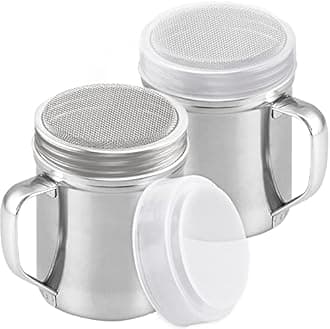CUSINIUM Powdered Sugar Shaker Duster - With Handle - Cinnamon Shaker For Coffee Bar - Fine Mesh Dredge - 10 ounce, pack of 2 | Style: Fine