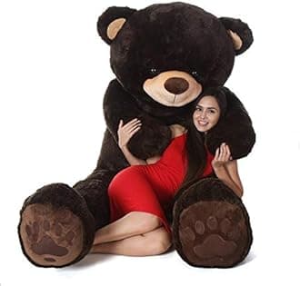 OSJS Toys Very Soft Lovable/Fluffy/SpongyHuggable Cute Teddy Bear with Neck Bow for Girlfriend/Birthday Gift/Boy/Girl/Valentine/Anniversary (Cofee (Print), 5 Feet)