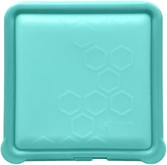 SoftShell Reusable Silicone Food Storage Container with Lid, Easy to Clean, Lays Flat, Snaps Closed, Microwave, Freezer & Dishwasher Safe, As Seen on Shark Tank (Aqua)