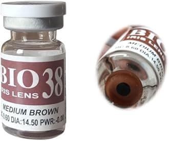 Prosthetic Contact Lens/Contact Lens (Medium Brown Center Black) with Lens Case, Lens Holder and 60 ML Solution