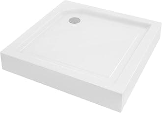 Conner Shower Base, 33"L x 33"W x 5"H, Conner Drain Single Threshold Shower Pan for Embedded/Surface Installation, Anti-slip Texture, Square Shape(White)