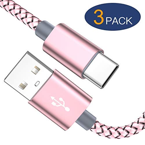 USB Type C Cable, OULUOQI 3-Pack(6ft) USB C Cable 3A Fast Charging Nylon Braided Cord(USB 2.0) Compatible with Samsung Galaxy S10 S9 Note 9 8 S8 Plus,LG V30 V20 G6 G5,Google Pixel