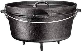 Bruntmor Round Cast Iron Pot Pre-Seasoned 3 Legged Dutch Oven Pot with Lid, 8.5-Quart with Metal spring Handle Cast Iron Skillet | Campfire Cooking Equipment | Cast Iron Cauldron | Enameled Cast Iron