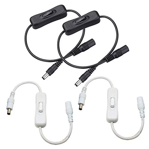 DC 12V Inline on/Off Switch,FSJEE DC Jack (5.5x2.1mm) Cable with Male to Female Connectors for LED Tape Light,DC Switch Power Adapter Connectors and CCTV Security Camera,4PACK