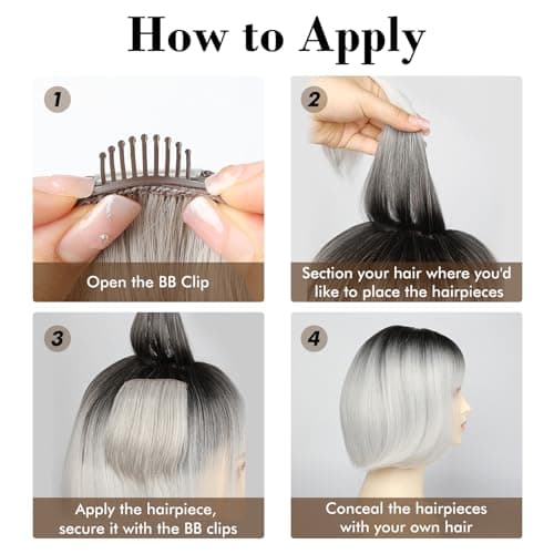 REECHO 2 Pack 4 Inch Short Thick Hairpieces - Adding Extra Volume Clip in Extensions Topper for Thinning Hair Women - Dark Golden Blonde With Highlights