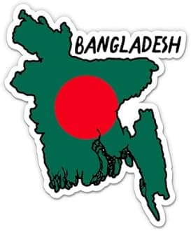 Squiddy Bangladesh Map with Flag - Vinyl Sticker Decal for Phone, Laptop, Water Bottle - 3"