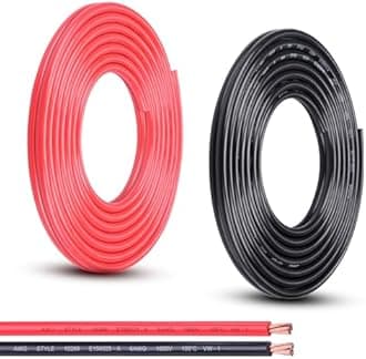 6 Gauge Wire, 20FT Red and Black Stranded Oxygen-Free Copper Wire, Flexible 6 AWG Copper Wire for Automotives, Marines, Solar Panels (6AWG, 20FT)