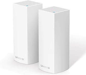 WHW0302 Velop Tri-Band Whole Home Mesh WiFi System (AC2200 WiFi Router/WiFi Extender for Seamless Coverage of up to 4,000 sq ft, Parental Controls, 2-Pack, White)