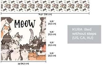 Cartoon Cats Kura Bed Decal for Kids - Peel and Stick MEOW Cats Kura Bed Sticker (Cartoon Cats)
