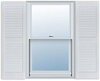 Exterior Solutions Standard Louver Exterior Vinyl Shutter, Paintable (Pair), 15 Inch x 47 Inch