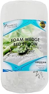 7.5 Inch Bed Wedge Pillow for Acid Reflux, 1.5 Inch Memory Foam Top with Bamboo Cover, 25" W x 26" L x 7.5" H, White