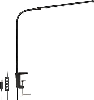 Lepro Clamp Light Desk Light Clamp LED Eye-Friendly Electric Stand Stand Light [Incandescent color, White color, Daylight color/10-level brightness/5W Energy Saving/Bright/Ra80 Color Rendering/360°
