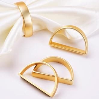 APTWOW Gold Napkin Rings Set of 200, Semicircle Metal Gold Napkin Holder Buckles, Easter Napkins Rings, Napkins Rings for Dinner Table Decor, Wedding, Banquet, Party