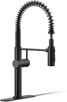 KOHLER 22973-BL Crue High-Arc Kitchen Faucet with Pull Down Spring Spout, Professional Pre-Rinse Kitchen Faucet, Commercial Faucet, Matte Black