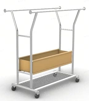 HOKEEPERClothing Rack Heavy Duty Clothes Rack for Hanging Clothes Load 625LBS Extendable Double Rod Clothes Rack, Adjustable Rolling Garment Rack with Wheels, Basket & Shelves 71.2''W*23.6''D*68.5''H