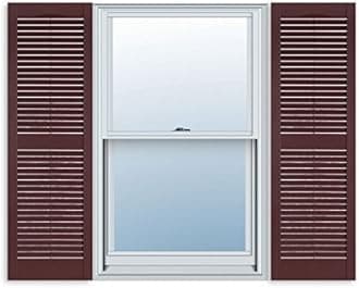 Exterior Solutions Standard Louver Exterior Vinyl Shutter, Burgundy (Pair), 15 Inch x 67 Inch