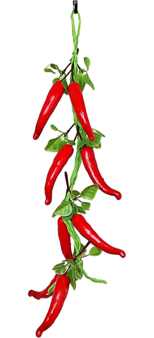 1 Sets Artificial Fruits Vegetable String For Restaurant Hotel Home Garden Decoration Display (red chilli: 8 bulbs)