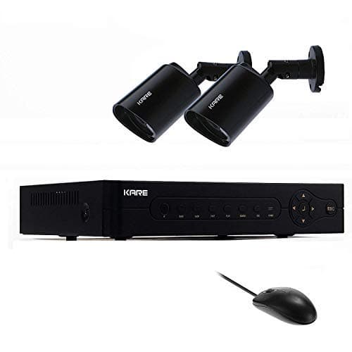 [True 1080p HD] KARE Smart CCTV Camera System 4CH DVR Recorder (2) Super FHD Outdoor Bullet Cameras (1920x1080 2 Mega Pixel, Improved Night Vision, Waterproof and Vandal Proof, No Hard Drive)