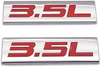 2X Chrome Metal 3.5L Logo Car Emblem Premium 3D 3.5 V6 Badge Auto Door Fender Sticker Side Wing Decal (3.5L,Silver&Red)