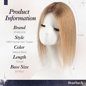 starluck Human Hair Toppers for Women Real Human Hair No Bangs 4 * 5.5 inch Base 12 inch SilkHug Topper for Women with Thinning Hair Cover Grey Roots(Ombre Light Brown)