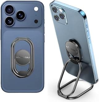 Phone Ring Holder-with Car Magnetic Phone Mount Metal Phone Ring Finger Kickstand Black Cell Phone Grip Compatible with iPhone iPad Smartphones Tablets