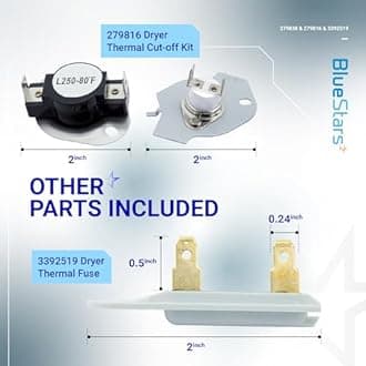 BlueStars 279838 W10724237 Dryer Heating Element Kit - For Whirlpool Kenmore Roper Maytag Amana NED4655EW1 WED4815EW1 MEDC215EW1 RED4640YQ0 RED4440VQ1 REX4634KQ1 RED4440SQ0 Dryers 3398064 3403585