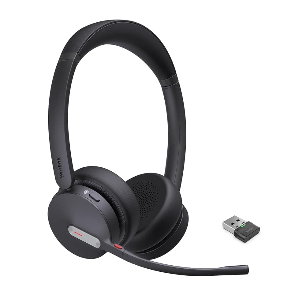 BH70 Wireless Bluetooth Headset with Microphone for Work, up to 35h Talking Battery Life, 3-Mic Noise Cancellation, 147g Lightweight Microsoft Teams Certified Headphone for Open Office, USB-A