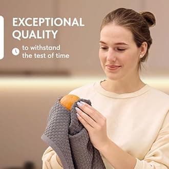 Super Absorbent Kitchen Towels 12 Pack - Premium 100% Cotton Kitchen Towels, 450GSM Thick Machine Washable Gray Dish Towels for Kitchen Drying, Cleaning, Dobby Weave, Unmatched Quality