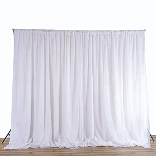 Rantepao Ceiling Draping Sheer Chiffon Voile Drape Panel Backdrop Wall Divider Wedding 10 ft W x 12 ft H White Color