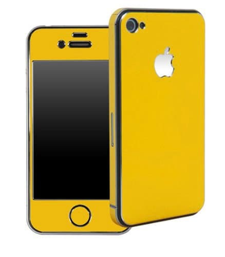 iphone4 /4s Sticker, Apple iPhone 4 /4S Aluminium Protective Sticker Skin Full Body (included Matte Anti Finger Anti Glare Screen Protector Guard Film - 2 pack) for Luxury looks Diamond Cutting (Yellow)
